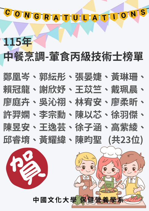 115年中餐烹調-葷食丙級技術士榜單(1150828、30分兩批)圖片